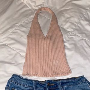 knitted halter crop top